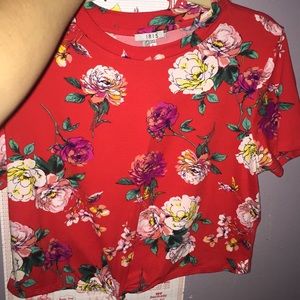 Red  floral crop top
